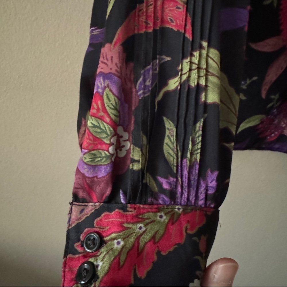 Lauren Ralph Lauren Boat Neck Long Sleeve Lightweight Floral Blouse Size XL - Picture 6 of 10